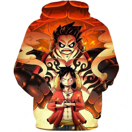 Blusa Jaqueta 3D Luffy Transformação Batalha One Piece Anime Touca Canguru - Imagem 2