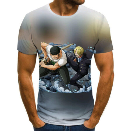 Camisa Camiseta Zoro e Sanji One Piece Anime Impressão 3D Full