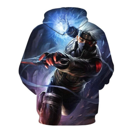 Blusa Jaqueta 3D Kakashi Hatake Chidori Anime Touca Canguru - Imagem 2