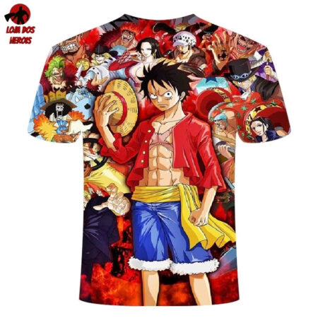 Camisa Camiseta Impressão 3D Full One Piece Anime Luffy E Companheiros - Image 2