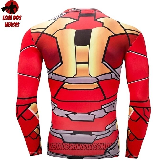 Camisa/Camiseta Hash Guard Homem De Ferro Desenho Manga Compressão Segunda Pele - Imagem 2