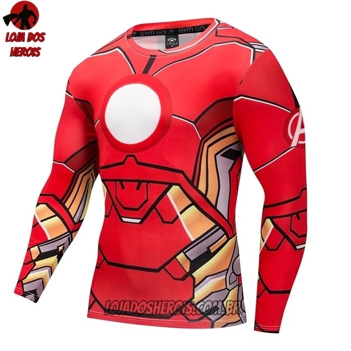 Camisa/Camiseta Hash Guard Homem De Ferro Desenho Manga Compressão Segunda Pele