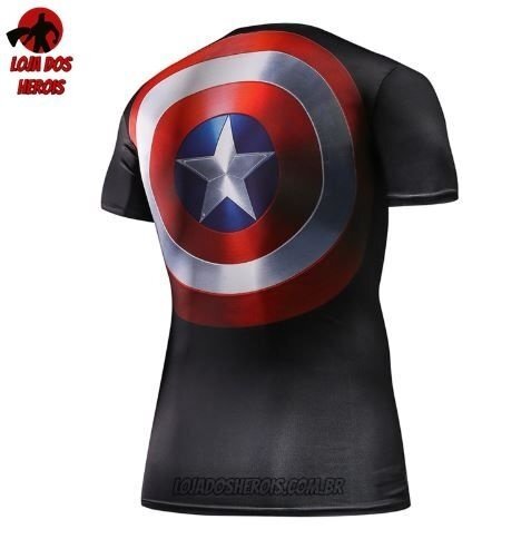 Camisa/Camiseta Capitão América Clássico Compressão Hash Guard - Imagem 2