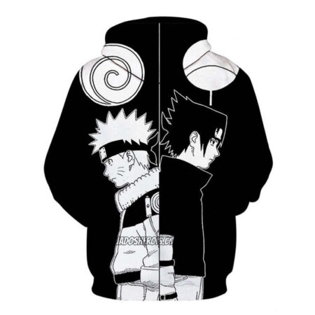 Blusa Jaqueta 3D Sasuke e Naruto Clássico Anime Touca Canguru - Imagem 2