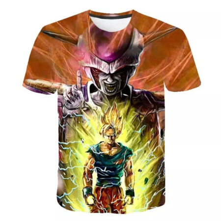 Camisa Camiseta Impressão 3D Freeza e Goku Dragon Ball Z Estilo Clássico