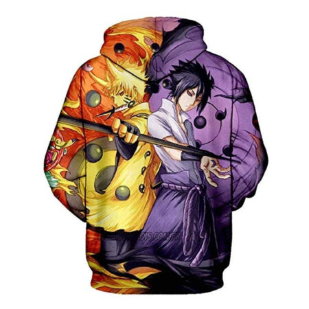 Blusa Jaqueta 3D Naruto e Sasuke Anime Touca Canguru - Imagem 2