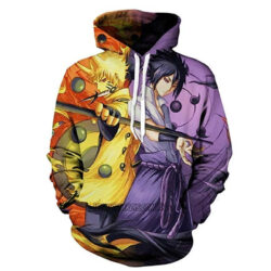 Blusa Jaqueta 3D Naruto e Sasuke Anime Touca Canguru