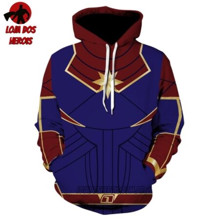 Jaqueta Blusa Moletom Touca Capitã Marvel Vingadores