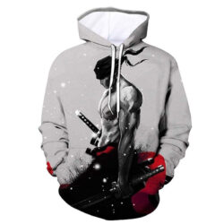 Blusa Jaqueta 3D Zoro Espadachim Batalha One Piece Anime Touca Canguru