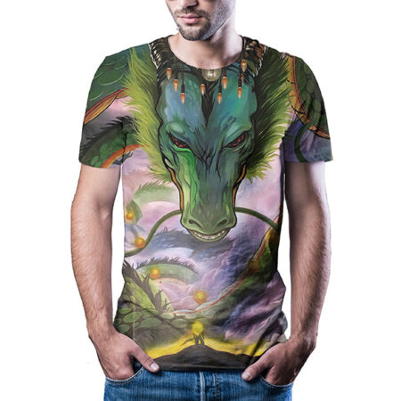 Camisa Camiseta Shenlong e Goku Dragon Ball Z Anime Impressão 3D Full