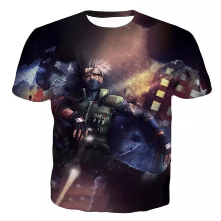 Camisa Camiseta Kakashi Batalha Impressão 3D Anime Naruto Shippuden