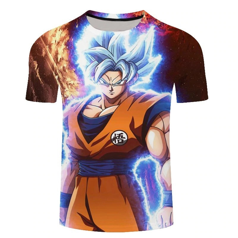 Camisa Camiseta Impressão 3D Goku Instinto Superior Batalha Dragon Bal