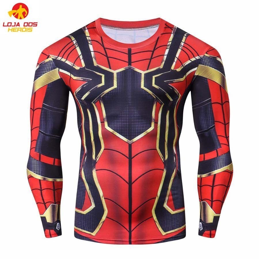 Camisa / Camiseta Hash Guard Compressão Aranha De Ferro - Guerra Infinita Manga Longa - Imagem 3