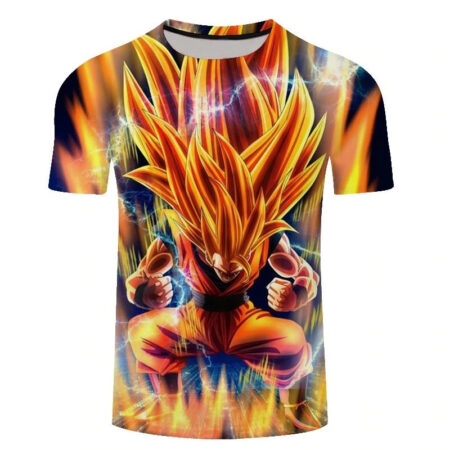 Camisa Camiseta Impressão 3D Goku Ssj 3 Dragon Ball Z Estilo Clássico