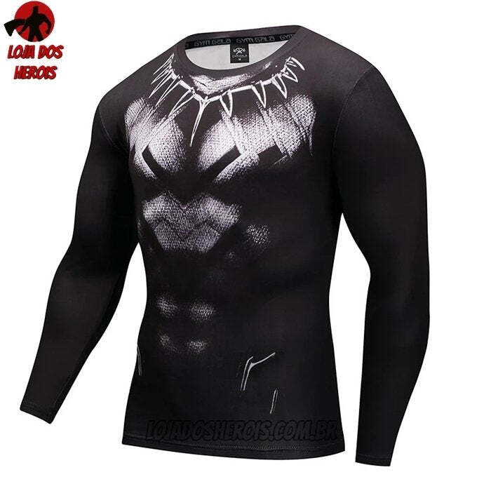 Camisa/Camiseta Hash Guard Pantera Negra Desenho Manga Compressão Segunda Pele