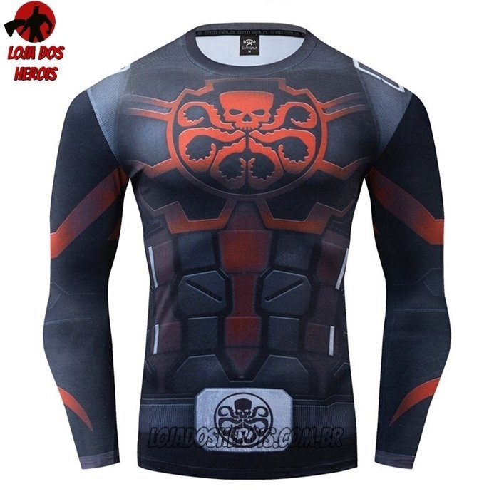 Camisa/Camiseta Hash Guard Capitão América Hydra 2 Manga Compressão Segunda Pele