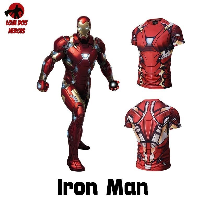 Camisa/Camiseta Homem De Ferro Filme Compressão Hash Guard - Imagem 2