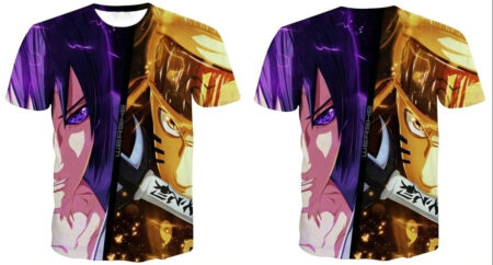 Camisa Camiseta Sasuke e Naruto Impressão 3D Anime Naruto Shippuden - Image 2