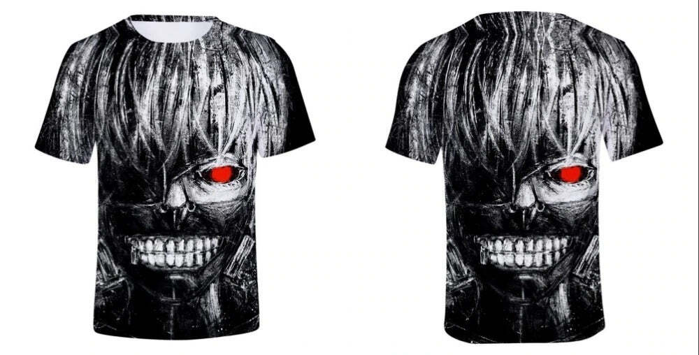 Camisa Camiseta Impressão 3D Tokyo Ghoul - Kaneki Ken Olhar Anime - Imagem 2