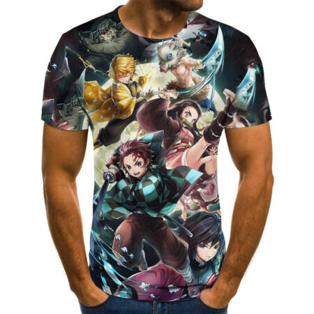 Camisa Camiseta Protagonistas Demon Slayer Anime Impressão 3D Full