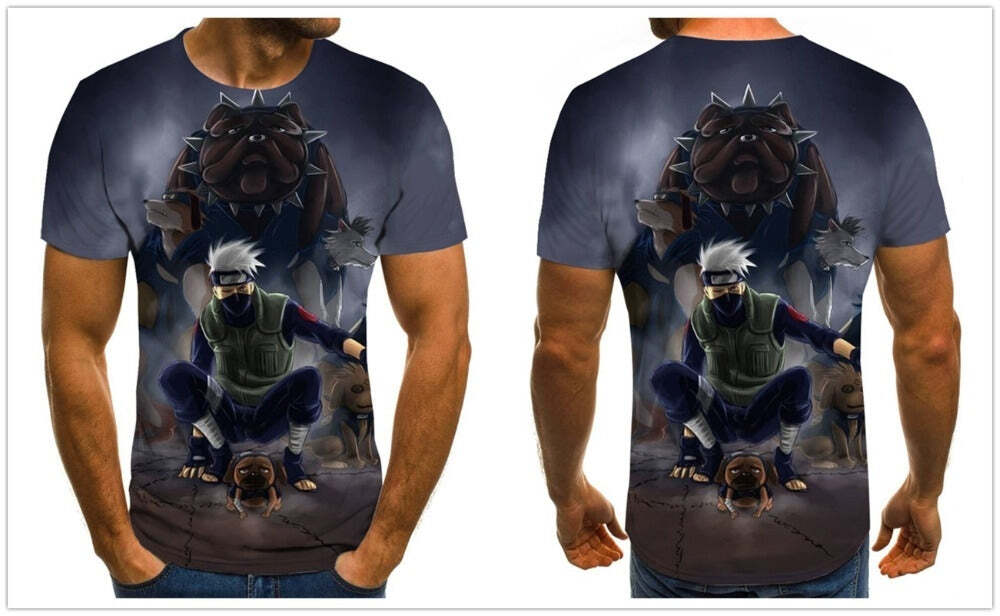 Camisa Camiseta Kakashi Cães Ninja Naruto Anime Impressão 3D Full - Imagem 2