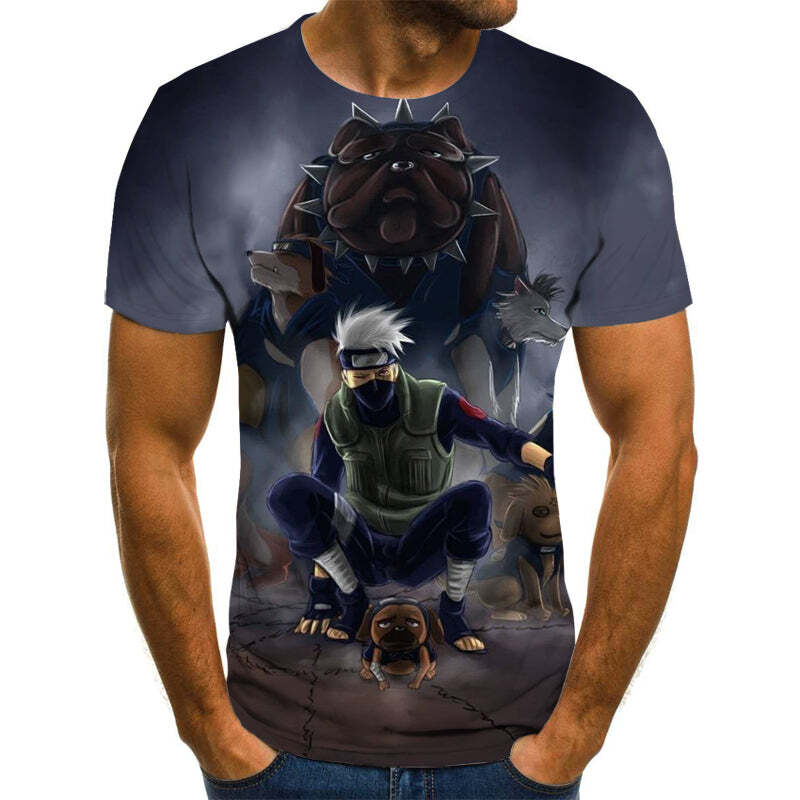 Camisa Camiseta Kakashi Cães Ninja Naruto Anime Impressão 3D Full