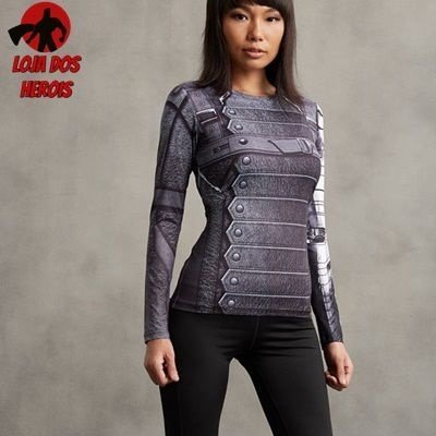 Camisa / Camiseta Hash Guard Feminina Soldado Invernal Guerra Civil - Manga Longa Compressão