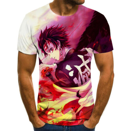 Camisa Camiseta Tanjiro Kamado Demon Slayer Anime Impressão 3D Full