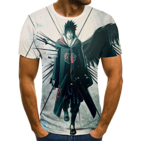 Camisa Camiseta Sasuke Akatsuki Naruto Shippuden Anime Impressão 3D Full