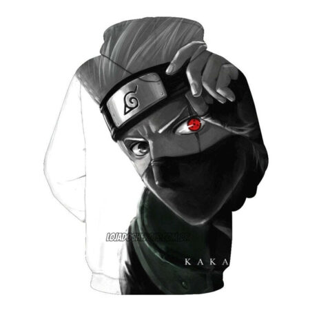 Blusa Jaqueta 3D Kakashi Sharingan Naruto Anime Touca Canguru - Imagem 2