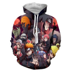 Blusa Jaqueta 3D Akatsuki Naruto Shippuden Anime Touca Canguru