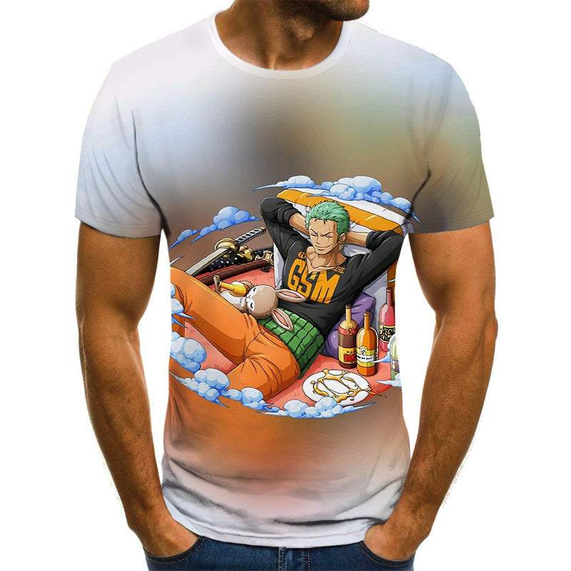 Camisa Camiseta Impressão 3D Full One Piece Anime Personagem Ace