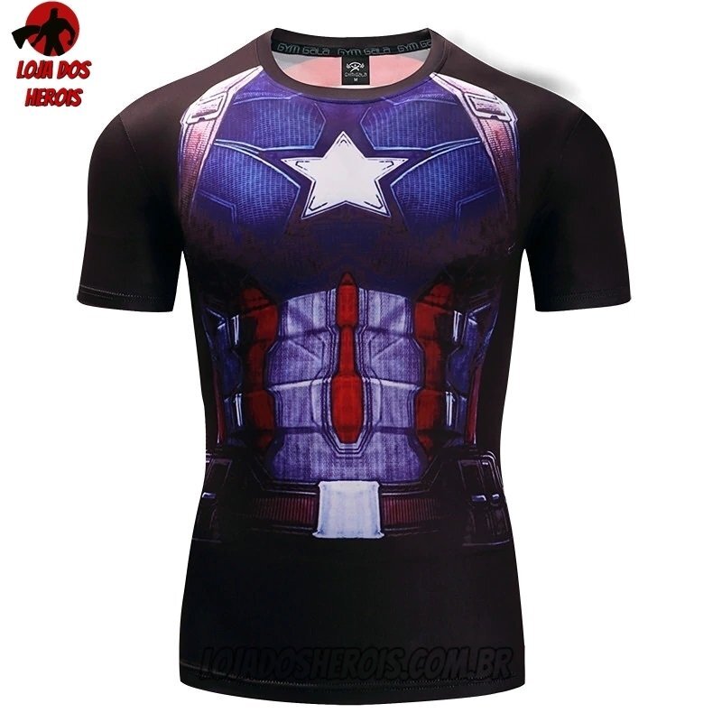 Camisa/Camiseta Hash Guard Capitão América Hq Compressão Segunda Pele