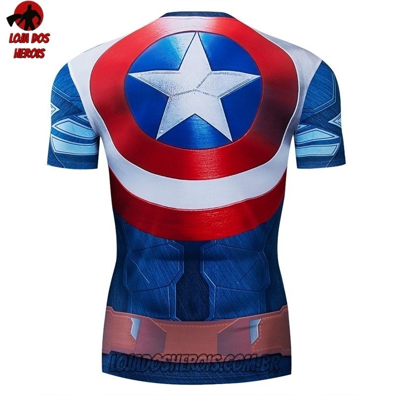 Camisa/Camiseta Hash Guard Capitão América Vingadores Compressão Segunda Pele - Imagem 2