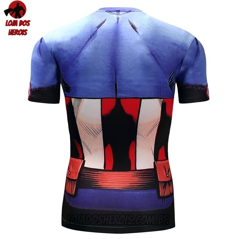 Camisa/Camiseta Hash Guard Capitão América Desenho Compressão Segunda Pele - Imagem 2