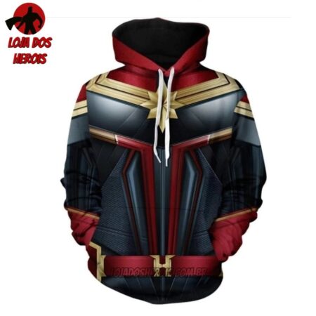 Jaqueta Blusa Moletom Touca Capitã Marvel Filme Mod 2