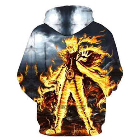Blusa Jaqueta 3D Naruto Modo Kurama Anime Touca Canguru - Imagem 2