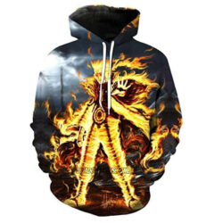 Blusa Jaqueta 3D Naruto Modo Kurama Anime Touca Canguru