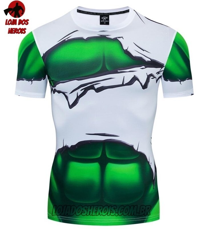 Camisa/Camiseta Hash Guard Hulk Batalha Vingadores Compressão Segunda Pele