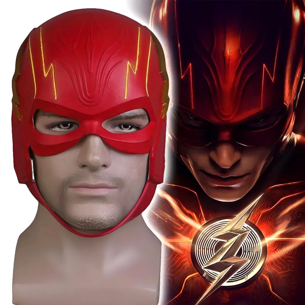 Máscara Cosplay Flash Barry Allen Filme Liga Da Justiça Realista Latex Capuz