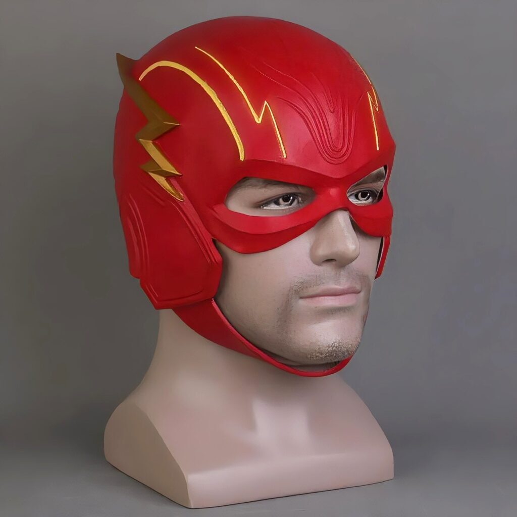 Máscara Cosplay Flash Barry Allen Filme Liga Da Justiça Realista Latex Capuz - Imagem 3