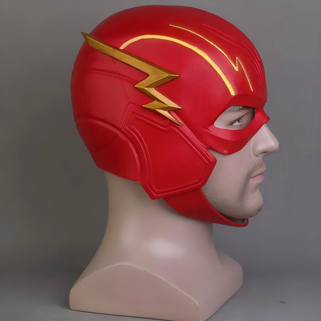 Máscara Cosplay Flash Barry Allen Filme Liga Da Justiça Realista Latex Capuz - Imagem 4
