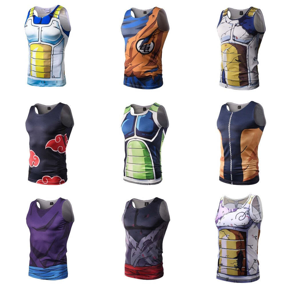 Camisa / Camiseta Regata Goku Vegeta Naruto Dragon Ball Compressão Tank Top