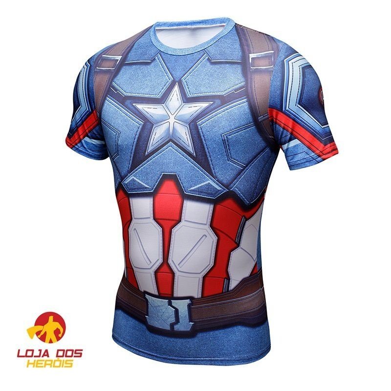 Camisa / Camiseta Hash Guard Compressão Capitão América Clássico