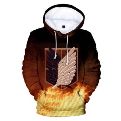 Blusa Jaqueta 3D Full Asas Da Liberdade Em Chamas Anime Attack On Titan Top