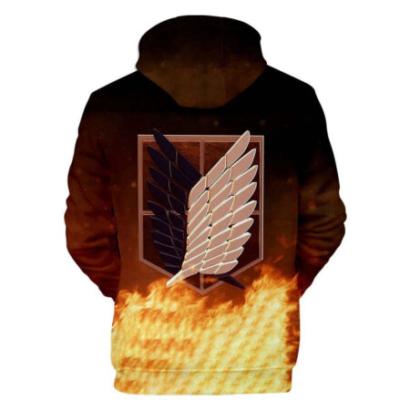 Blusa Jaqueta 3D Full Asas Da Liberdade Em Chamas Anime Attack On Titan Top - Imagem 2