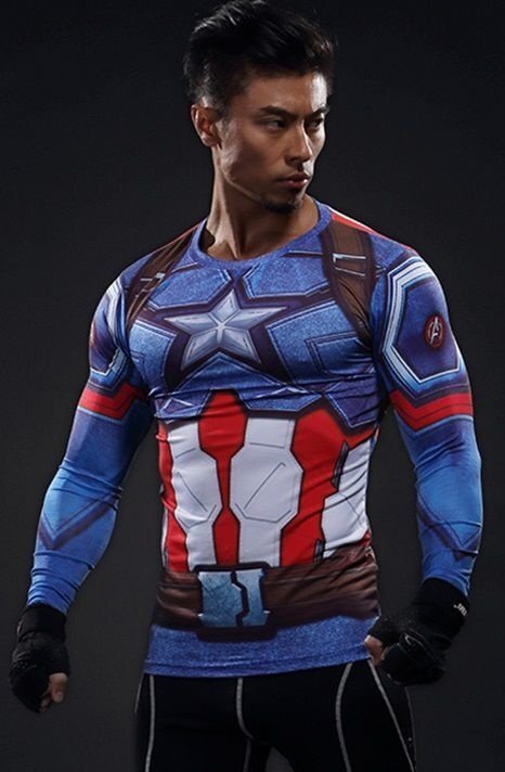 Camisa / Camiseta Hash Guard Capitão America manga/ Escudo Compressão - Imagem 2