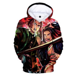 Blusa Jaqueta 3D Full Tanjiro e Nezuko Anime Demon Slayer Top