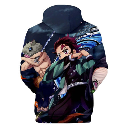Blusa Jaqueta 3D Full Tanjiro Nezuko e Inosuke Anime Demon Slayer Top - Imagem 2