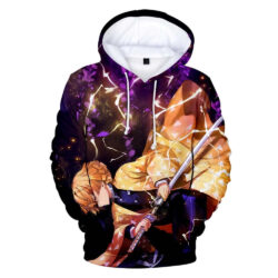 Blusa Jaqueta 3D Full Zenitsu Respiração do Trovão Anime Demon Slayer Top